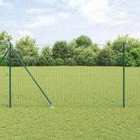 VidaXL Hek met paal groen 1,6 x 10 m staal en pvc - thumbnail