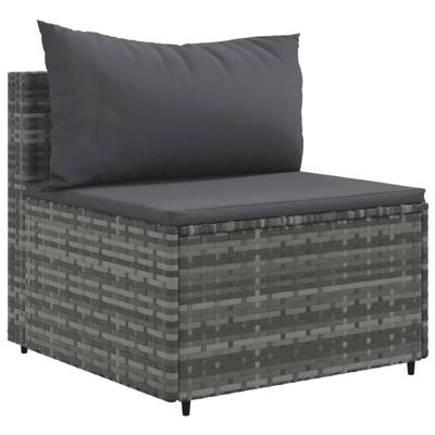 7-delige Loungeset met kussens poly rattan grijs