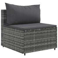 7-delige Loungeset met kussens poly rattan grijs - thumbnail