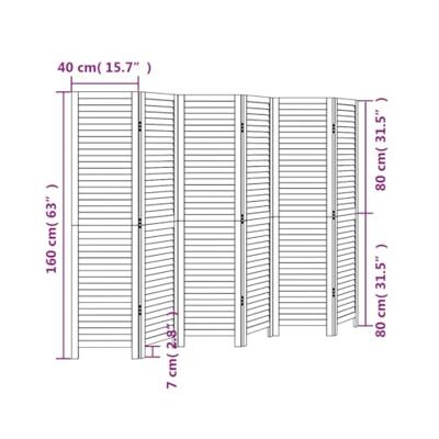 Kamerscherm met 6 panelen massief paulowniahout zwart