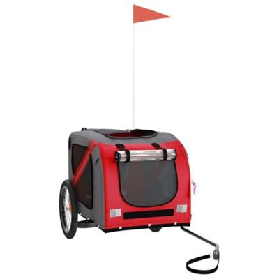 Hondenfietstrailer oxford stof en ijzer rood en grijs