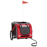 Hondenfietstrailer oxford stof en ijzer rood en grijs - thumbnail