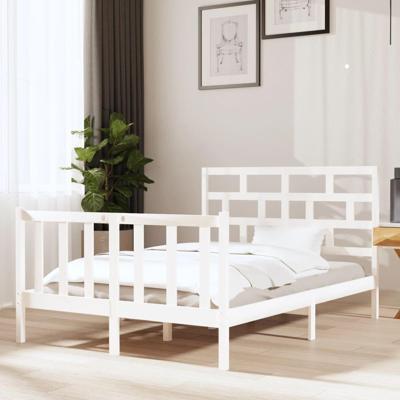 Bedframe massief grenenhout wit 135x190 cm 4FT6 Double