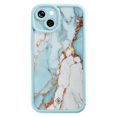 iPhone 15 blauwe case - Marmer lichtblauw iPhone 15 blauwe case - Marmer lichtblauw