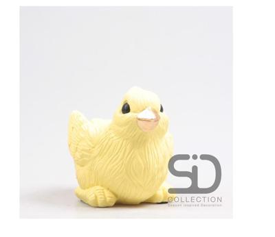 Season Inspired Decoration Vogel met bakje 12x8x7.5cm geel