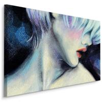 Schilderij - Gezicht van een Vrouw, Print op Canvas - thumbnail