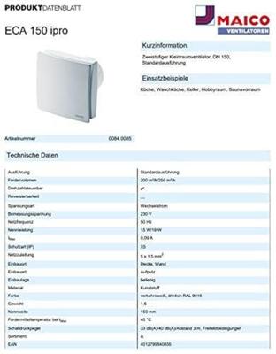 Maico Ventilatoren ECA 150 ipro Ventilator voor kleine ruimtes 230 V