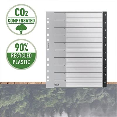 Leitz Recycle tabbladen, ft A4, 11-gaatsperforatie, PP, zwart, 1-10