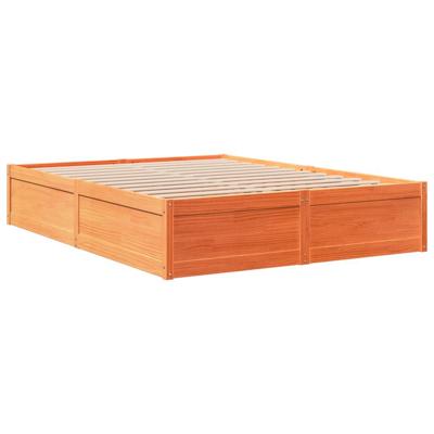 Bed met matras massief grenenhout wasbruin 140x190 cm