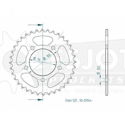 ESJOT Chain wheel 525 44z steel black