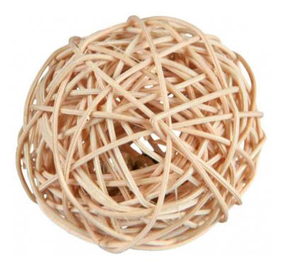 TRIXIE BAL MET BELLETJE RIET 4X4X4 CM 4 ST