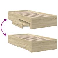 Bedframe met lades bewerkt hout sonoma eikenkleurig 135x190 cm - thumbnail