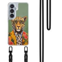 Samsung Galaxy S26 hoesje met zwart koord - Luipaard hipster - thumbnail