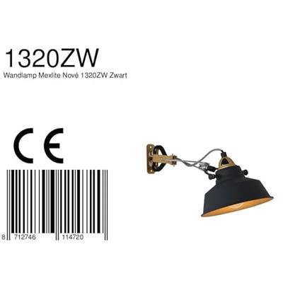 Steinhauer WandlampMexlite zwart met goud - 1320ZW