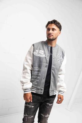 Project X Paris Oversized University Varsity Jas Heren Grijs - Maat L - Kleur: WitGrijs | Soccerfanshop
