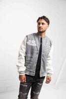 Project X Paris Oversized University Varsity Jas Heren Grijs - Maat L - Kleur: WitGrijs | Soccerfanshop - thumbnail
