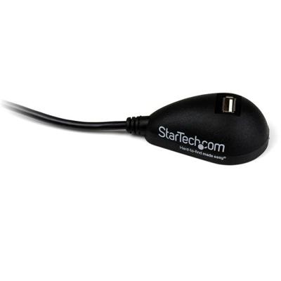 StarTech.com USB 2.0 verlengkabel 1,5m met dockingstation, USB-A verlengkabel stekker op bus met voet in zwart
