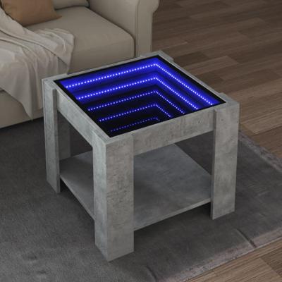 Salontafel met LED 53x53x45 cm bewerkt hout betongrijs Salontafel met LED 53x53x45 cm bewerkt hout betongrijs