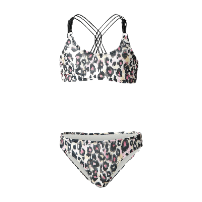 Brunotti crop bikini Coralina JR met panterprint roze/creme/groen