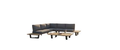 Lota lounge corner set dark anthracite alu/acacia teak look Eurofar - Eurofar