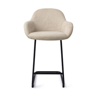 Jesper Home Barkruk 'Kushi' Arch Black, kleur Ivory Ivy (zithoogte 68cm)