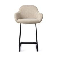 Jesper Home Barkruk 'Kushi' Arch Black, kleur Ivory Ivy (zithoogte 68cm) - thumbnail