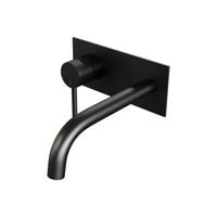 Inbouw Wastafelmengkraan Brauer Black Carving Coldstart Gebogen Uitloop Ronde Hendel Links Geborsteld Mat Zwart Met Afdekplaat Brauer - thumbnail