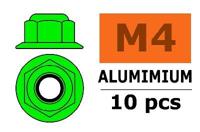 Zelfborgende zeskantmoer M4, met flens "Groen", Aluminium (10st) - thumbnail