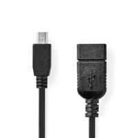 Nedis USB-Adapter | USB 2.0 | Mini 5-Pin Male | USB-A Female | 480 Mbps | OTG | 0.20 m | Rond | Vernikkeld | Zwart | Doos - CCGB60315BK02 - thumbnail