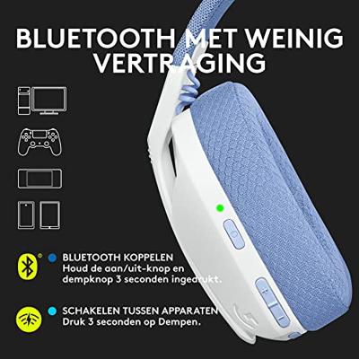 Logitech -G435 LIGHTSPEED draadloze gamingheadset - WIT - Lichtgewicht Bluetooth met ingebouwde microfoon voor Dolby Atmos, pc, PS4, PS5, mobiel - thumbnail