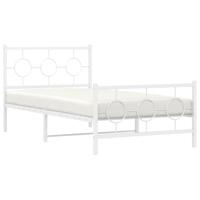 Bedframe met hoofd- en voeteneinde metaal wit 100x200 cm - thumbnail