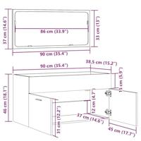 Badkamerkast met spiegel bewerkt hout oud houtkleurig - thumbnail