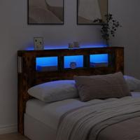 Hoofdeinde met LED 160x18,5x103,5 cm bewerkt hout gerookt eiken - thumbnail