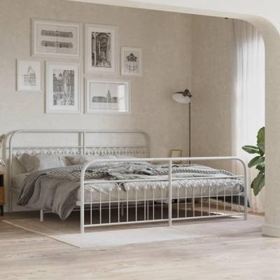 Bedframe met hoofd- en voeteneinde metaal wit 193x203 cm