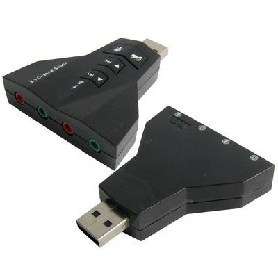 2.1 kanaals USB Externe Sound Adapter (Dubbele USB microfoon, Dubbele USB Headset)(zwart)