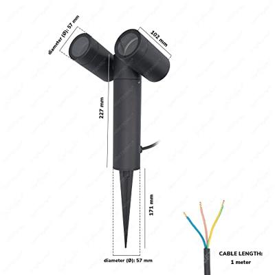 Set van 6 Pinero Dubbel LED prikspots - GU10 8 watt 345 lumen - Dimbaar - Kantelbaar - 2700K warm wit - IP65 Waterdicht - Zwart