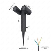 Set van 6 Pinero Dubbel LED prikspots - GU10 8 watt 345 lumen - Dimbaar - Kantelbaar - 2700K warm wit - IP65 Waterdicht - Zwart - thumbnail