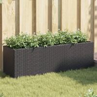 VidaXL Plantenbak met 3 potten 105x30x32 cm poly rattan zwart - thumbnail
