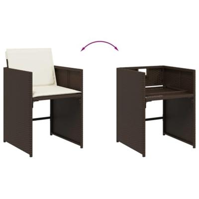Tuinstoelen 4 st met kussens poly rattan bruin - thumbnail