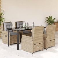 5-delige Tuinset met kussens poly rattan beige - thumbnail
