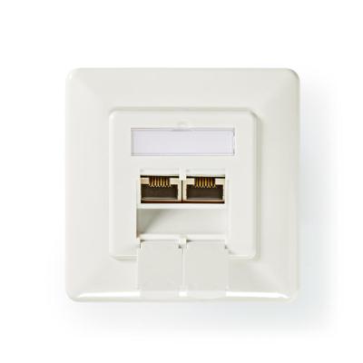 Netwerkwandcontactdoos | Cat 6a | 2x RJ45 female - Vlakke montage | Ivoor
