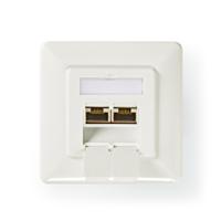 Netwerkwandcontactdoos | Cat 6a | 2x RJ45 female - Vlakke montage | Ivoor - thumbnail