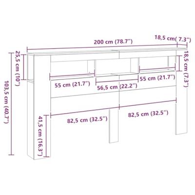 Hoofdeinde met LED 200x18,5x103,5 cm bewerkt hout gerookt eiken
