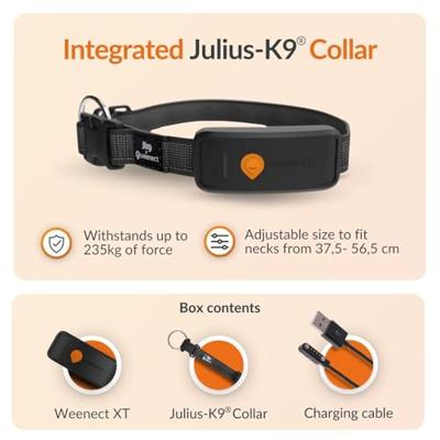 GPS hondenhalsband - WEENECT Dog XT - XL antenne - Waterdicht - Julius-K9 halsband - Werkt met abonnement - Zwart - thumbnail