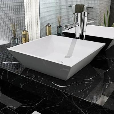 VidaXL Wastafel vierkant wit 41,5x41,5x12 cm keramiek