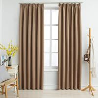 VidaXL Gordijnen verduisterend met haken 2 st 140x245 cm taupe - thumbnail