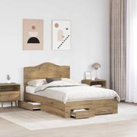 Bedframe met hoofdeinde Artisan Eiken 120 x 200 cm Bewerkt hout - thumbnail