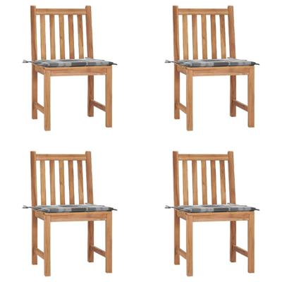Tuinstoelen 4 st met kussens massief teakhout