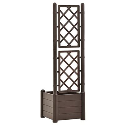 VidaXL Plantenbak met latwerk 43x43x142 cm pp mokka