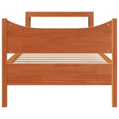 Bedframe met hoofdbord massief grenenhout wasbruin 75x190 cm Bedframe met hoofdbord massief grenenhout wasbruin 75x190 cm